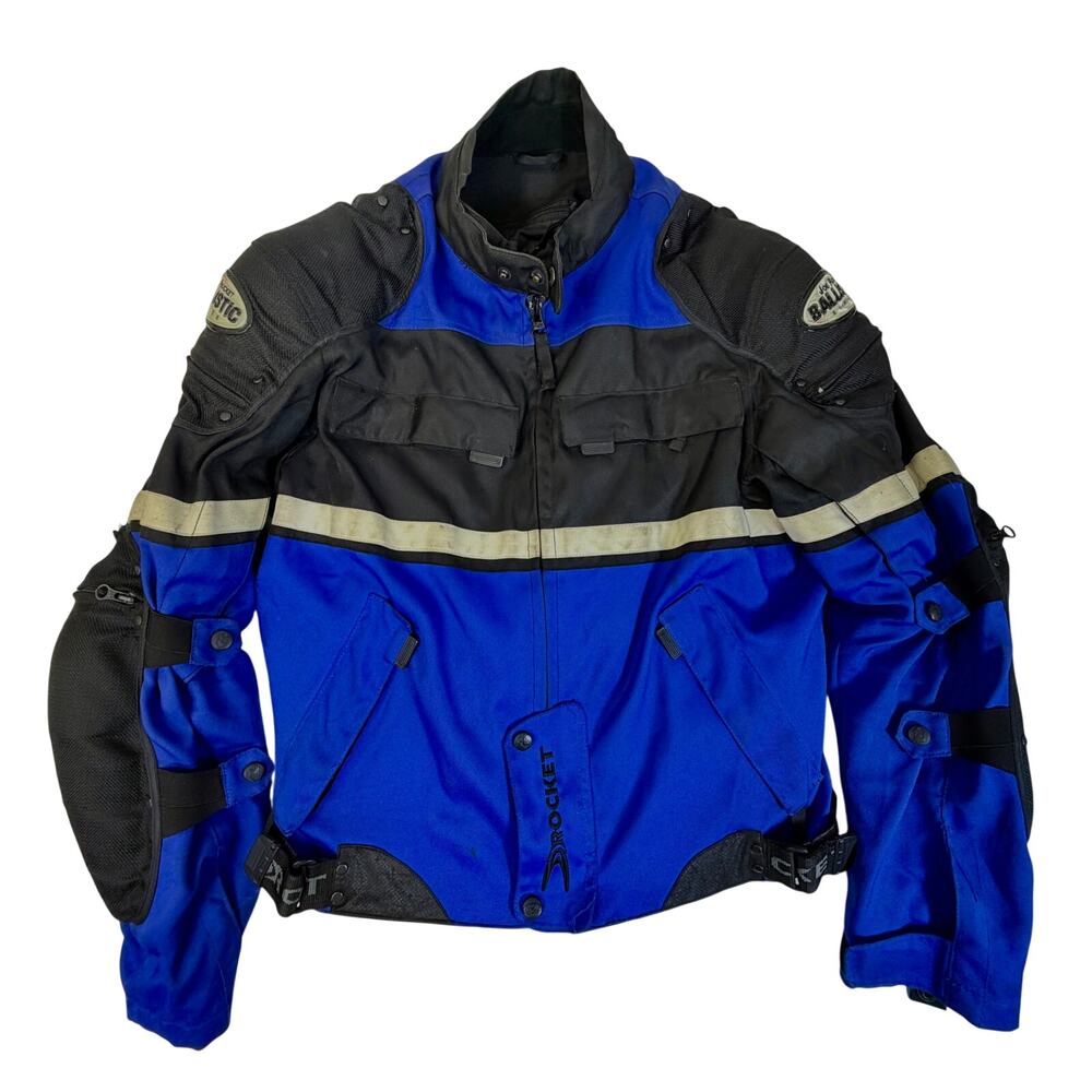 Joe Rocket Motorcycle Jacket Blue Black Armored Riding Jacket Mens Large Textile